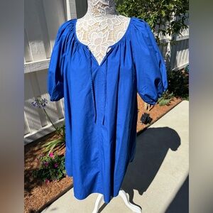 Royal Blue Cotton A-Line Dress M